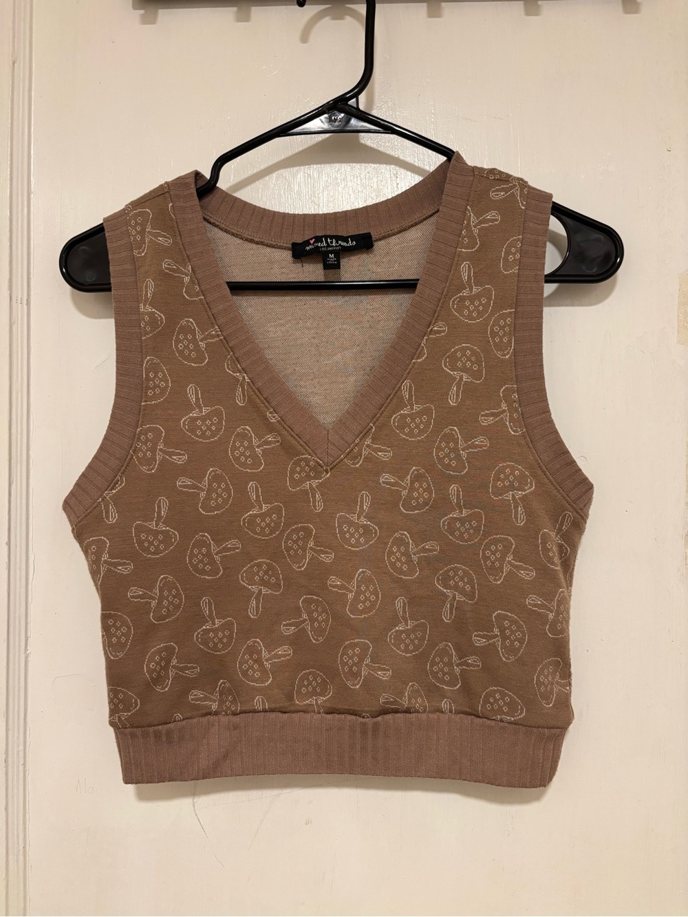 Mixed threads Taupe Mushroom V-Neck Cropped Tank